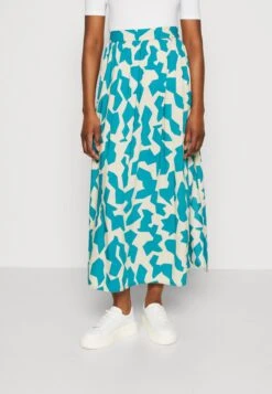 Tom Tailor Maxi Skirt Printed - Falda Larga - Petrol Big Abstract Design