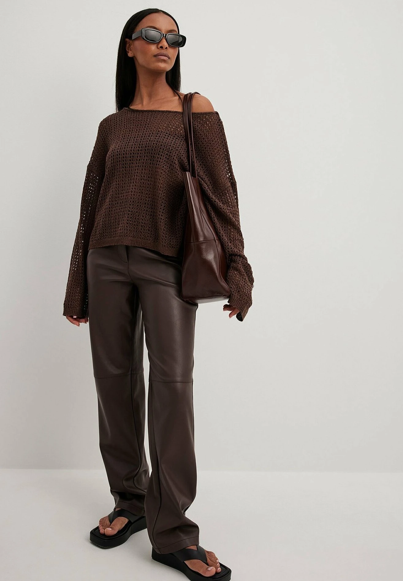 NA-KD Lässiger - Jersey De Punto - Dark Brown 3 NA-KD Lässiger - Jersey De Punto - Dark Brown