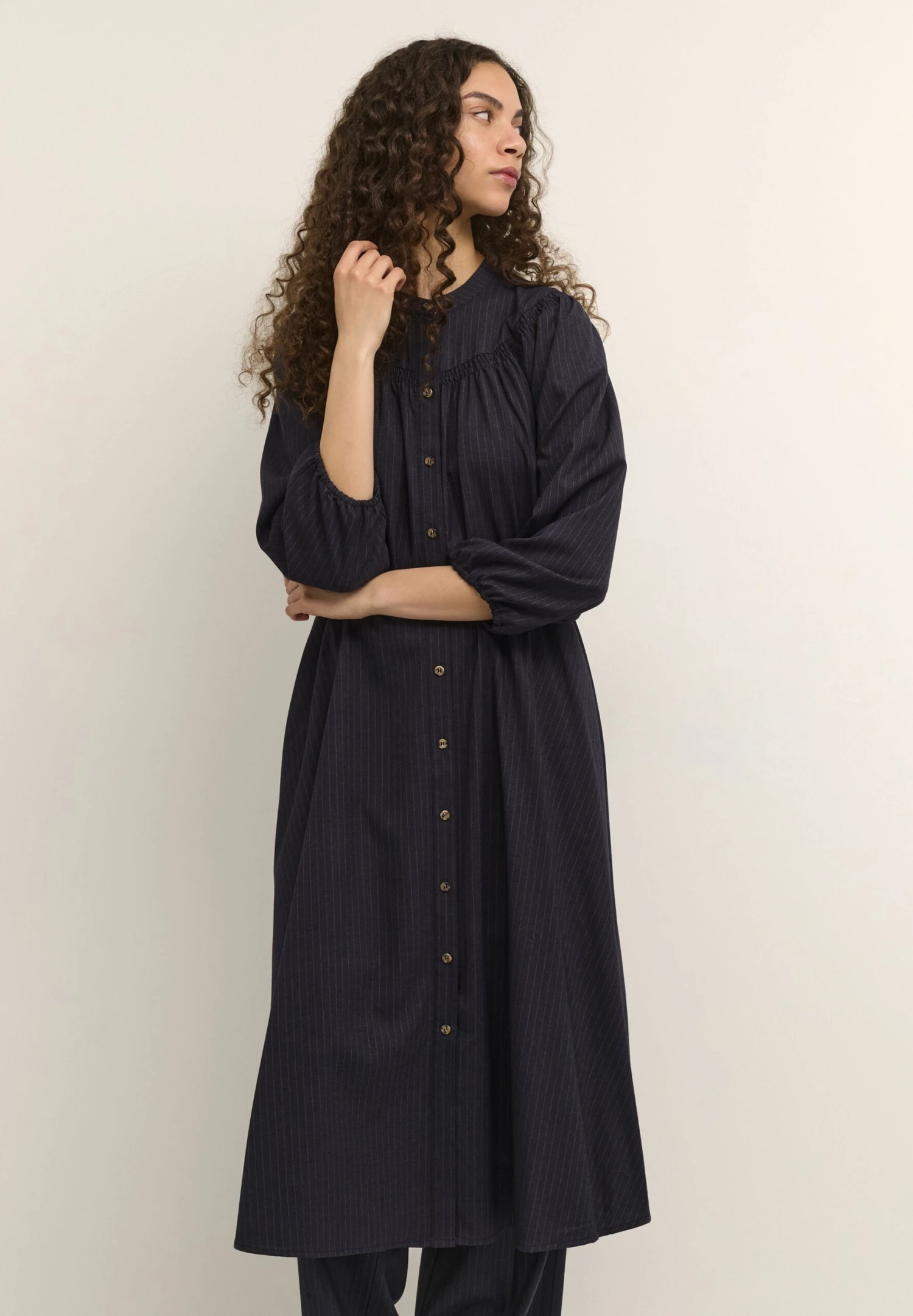 Vestido Camisero - Dark Gray Melange 3 Vestido Camisero - Dark Gray Melange