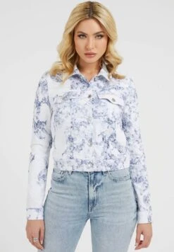 Guess Cropped Mit Blumenmuster - Chaqueta Fina - Hellblau