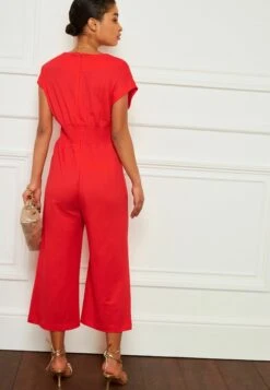 Next Short Sleeves Pleated Wide Leg Standard - Mono - Red