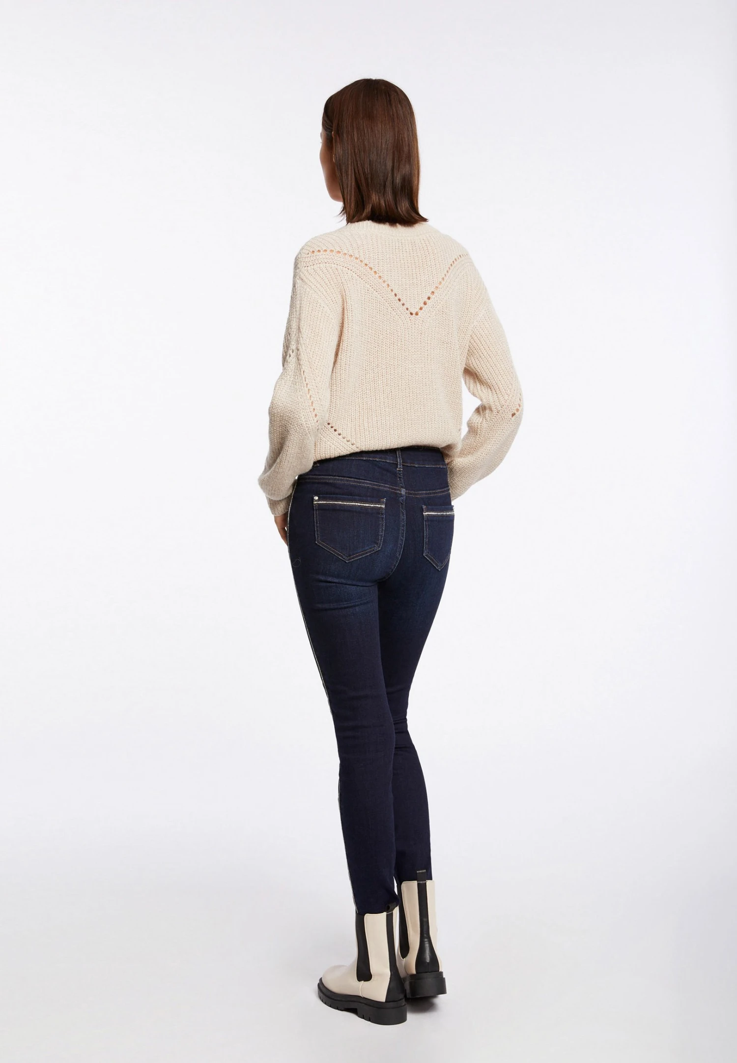 MORGAN Long Sleeved With V-Neck - Jersey De Punto - Beige 5 MORGAN Long Sleeved With V-Neck - Jersey De Punto - Beige - Imagen 3