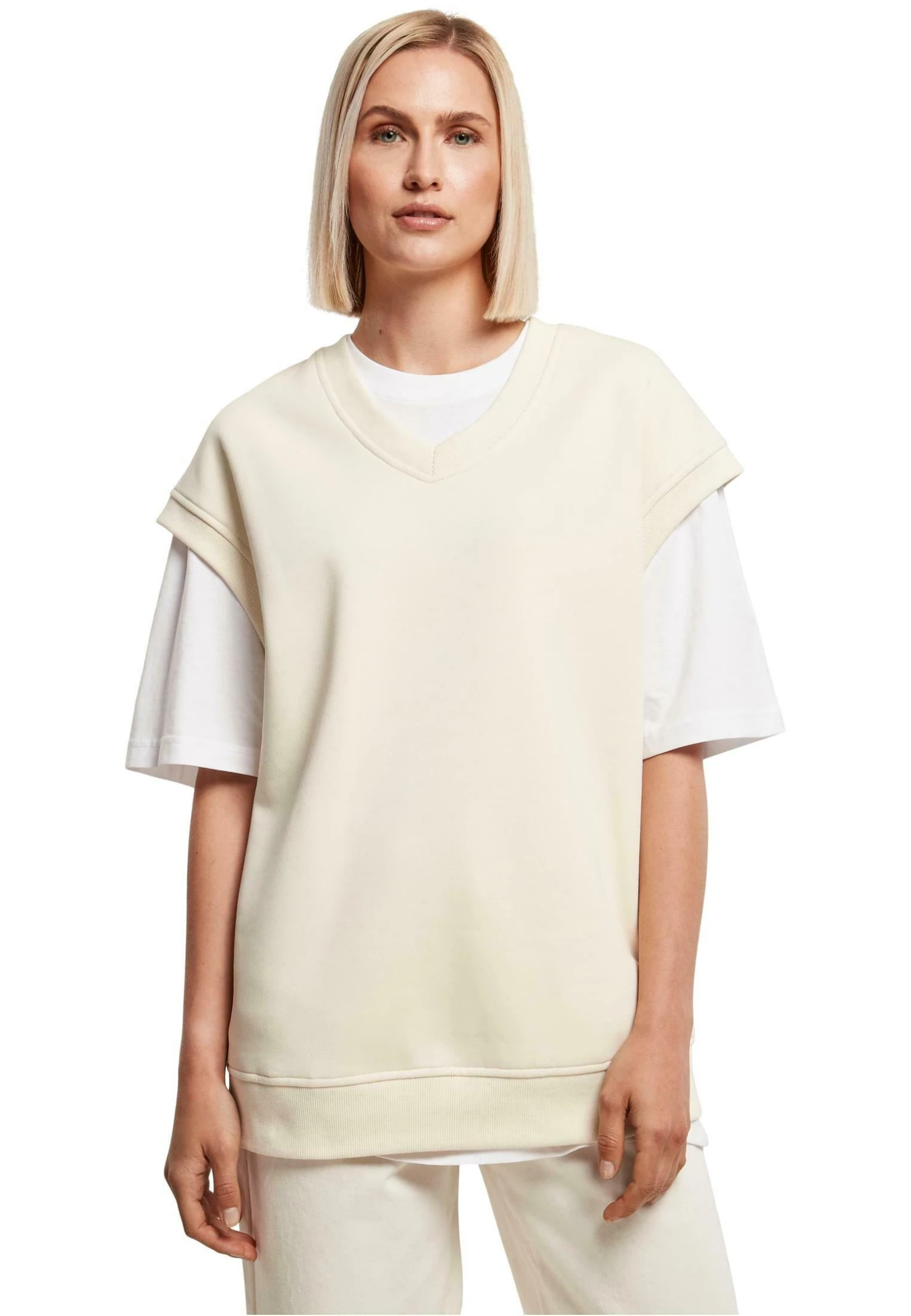 URBAN CLASSICS Ladies Oversized Sweat Slipover - Jersey De Punto - Whitesand 3 URBAN CLASSICS Ladies Oversized Sweat Slipover - Jersey De Punto - Whitesand
