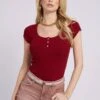 Guess Es Ss Karlee Jewel Btn Henley - Camiseta Básica - Rot -Tienda De Moda Femenina 52967512970546299d9cb112b8f851a7