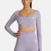 Long Sleeve Seamless Cropped Long Sleeve- Camiseta De Manga Larga - Purple -Tienda De Moda Femenina 55ff4cb34a5b45fd92fbb0356f065fa1