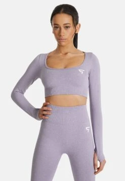 Long Sleeve Seamless Cropped Long Sleeve- Camiseta De Manga Larga - Purple