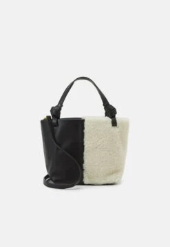 Staud Ida Mini Shearling- Bandolera - Black/Cream