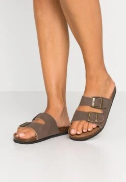 Rex Double Buckle Slide - Pantuflas - Brown