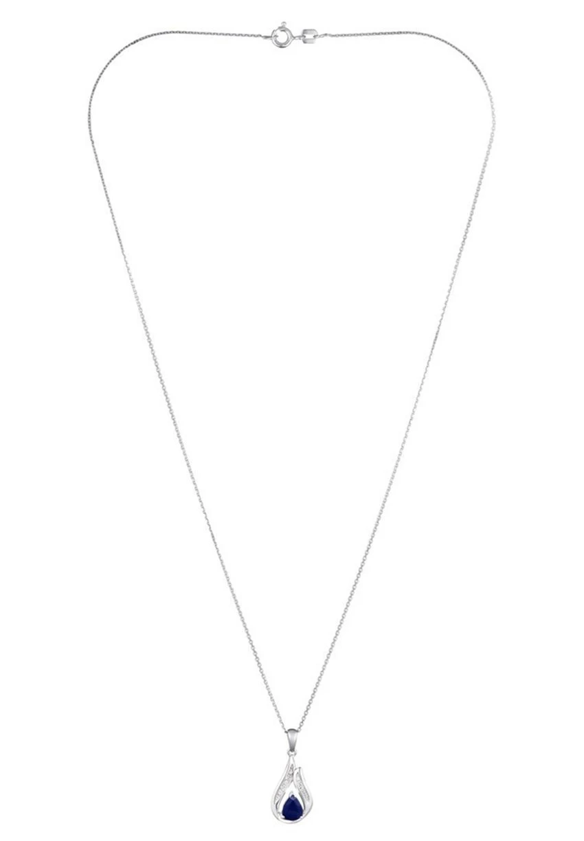 Pendant 9K White Gold Diamond 0,02Ct/5 + S1,02Ct/1 - Collar - Blue 3 Pendant 9K White Gold Diamond 0,02Ct/5 + S1,02Ct/1 - Collar - Blue