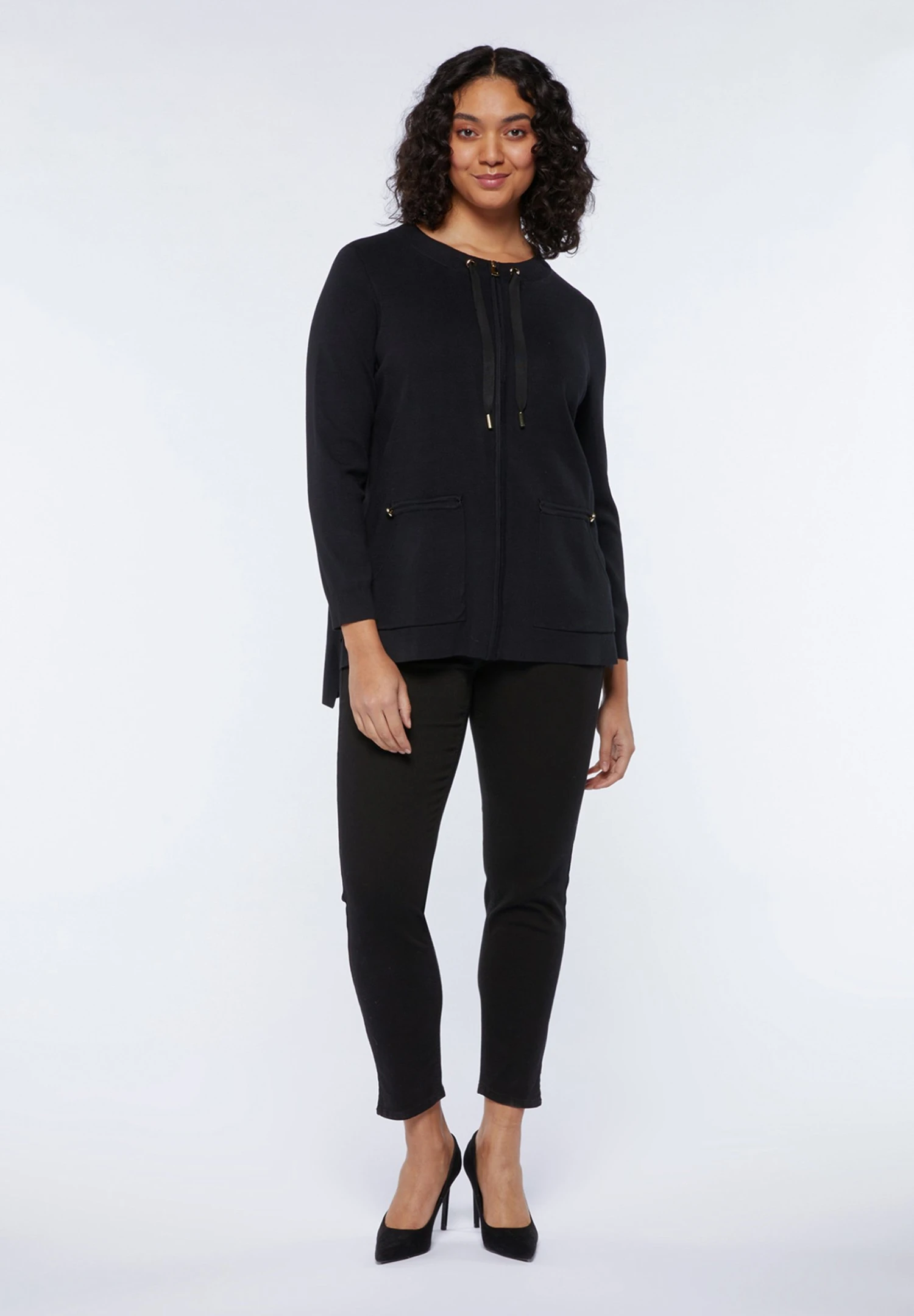 Long Avec Cordon De Serrage - Sudadera Con Cremallera - Nero 4 Long Avec Cordon De Serrage - Sudadera Con Cremallera - Nero - Imagen 2