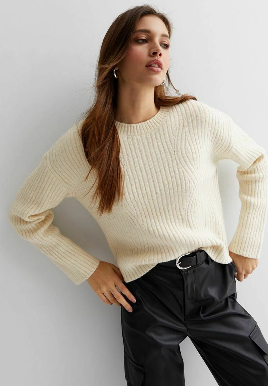 New Look Crew Neck Boxy- Jersey De Punto - Cream 3 New Look Crew Neck Boxy- Jersey De Punto - Cream