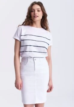 Falda De Tubo - White Denim