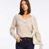 MORGAN Long Sleeved With V-Neck - Jersey De Punto - Beige -Tienda De Moda Femenina b89d0f5fc7014fc898c181c4ad247945