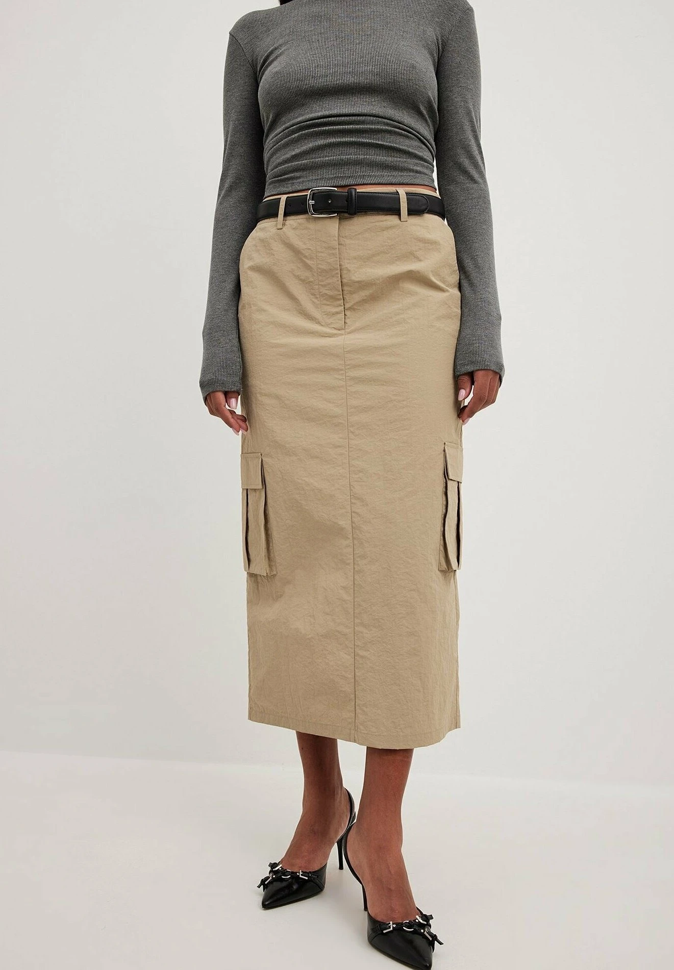 NA-KD Mit Taschendetail - Falda Larga - Khaki Beige 3 NA-KD Mit Taschendetail - Falda Larga - Khaki Beige