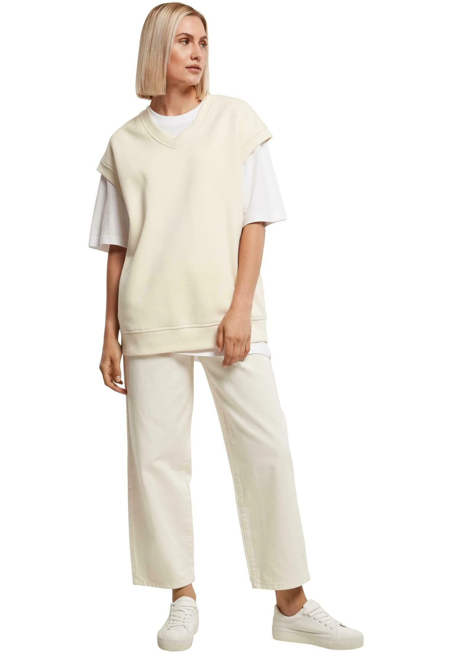 URBAN CLASSICS Ladies Oversized Sweat Slipover - Jersey De Punto - Whitesand 4 URBAN CLASSICS Ladies Oversized Sweat Slipover - Jersey De Punto - Whitesand - Imagen 2