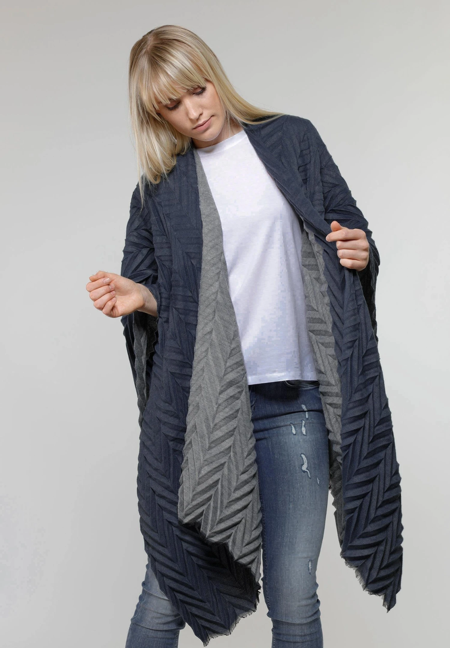 FRAAS Plissee Poncho - Bufanda - Denim 3 FRAAS Plissee Poncho - Bufanda - Denim