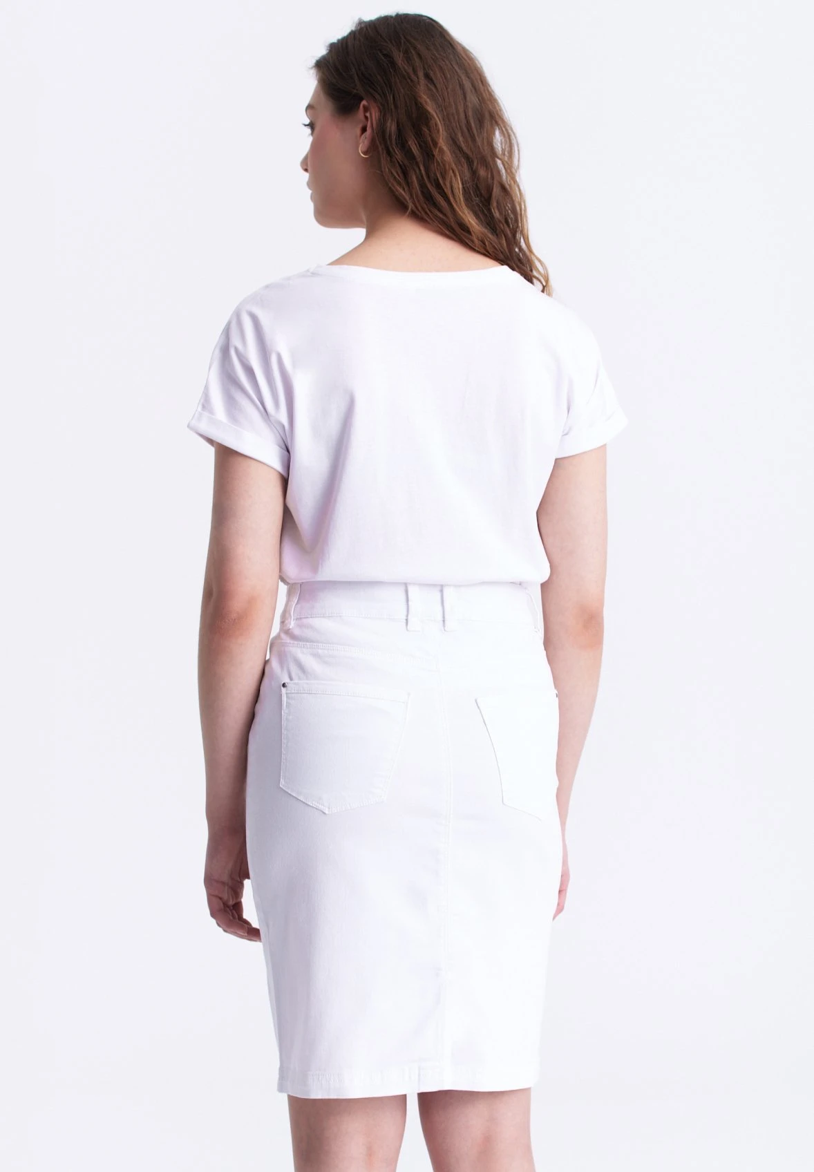 Falda De Tubo - White Denim 5 Falda De Tubo - White Denim - Imagen 3